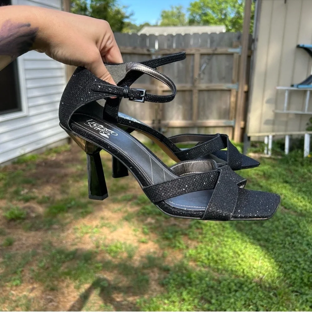 FRANCO SARTO RANIA Womens High Heels Sandals Glitter Pumps black size 10 wedding